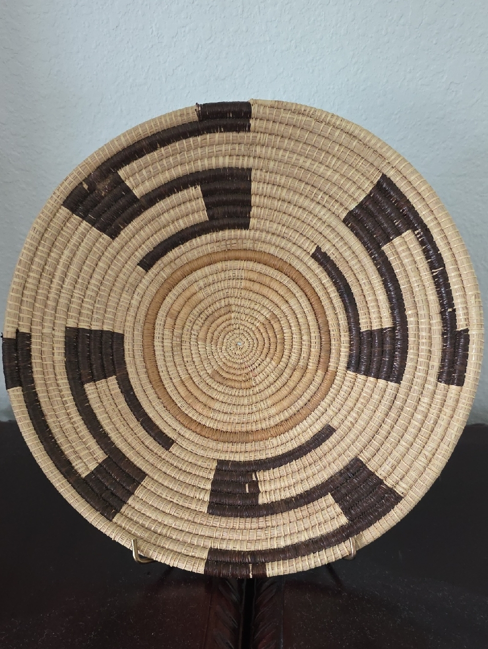 Handwoven Decorative Woven Basket Bowl in Natural and Dark Brown - Brand